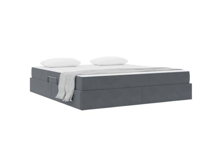 KTHLBRH Boxspringbett dunkelgrau 180 x 200 cm mit Matratze Luxuriöser Samt, Metallgestell, hydraulischer Aufzug, inklusive Matratze