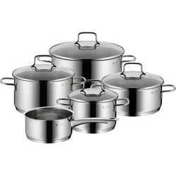 WMF Astoria Topf-Set 9-teilig, Edelstahl, Cromargan Spiegelglanzpoliert, Pfannenset + Topfset, Silber