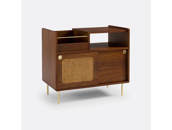 LA REDOUTE Meuble vinyles en plaqué noyer et cannage, Redpop Marron Noyer
