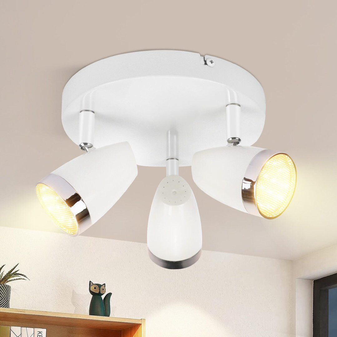 Metro LED ceiling spotlight 3 flame modern 4W warm white 3000K White 19cm H X 60cm W X 15.5cm D