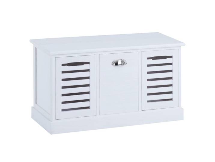 CARO-Möbel Sitzbank Trient weiß, Weiß, Vintage, 73x41x32 cm, Garderobe, Garderobenbänke, Schuhbänke