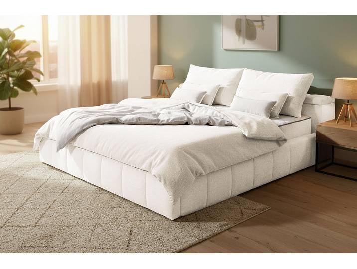 Polsterbett Moutun 180 x 200cm Chenille Triss Beige