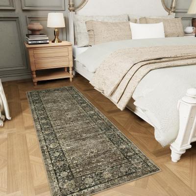 Garvee Vintage Distressed Floral Print Area Rug