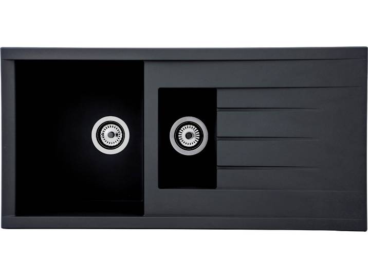 Einbauspüle RESPEKTA, schwarz, B:100cm H:21cm T:50cm, Verbundwerkstoff, Küchenspülen, Einbauspüle