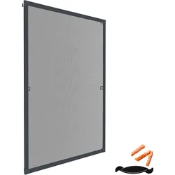 TecTake GmbH tectake 1 Fliegengitter, FENSTERFLIEGENGITTER, Aluminiumrahmen, Fiberglas, 100x120 cm, zuschneidbar, wetterfest, anthrazit
