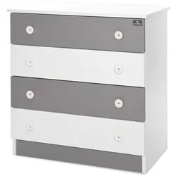 Lorelli Kommode Dresser 81 x 50 x 86 cm, 4 große Schubladen, schnelle Montage weiß dunkelgrau