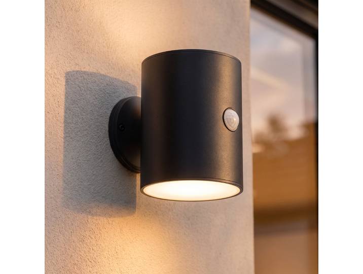 Amren LED Solarzelle Wandleuchte w/Sensor Schwarz - Lindby - Modern - Kunststoff - Einflammig