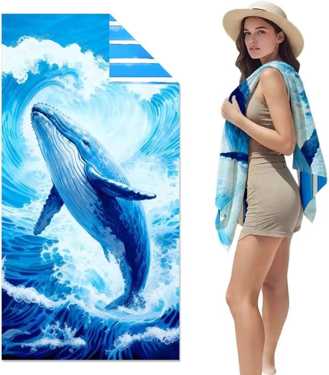 INF Serviette de plage adulte microfibre à séchage rapide - Épaisse double face en plush, impression numérique, 80x160cm