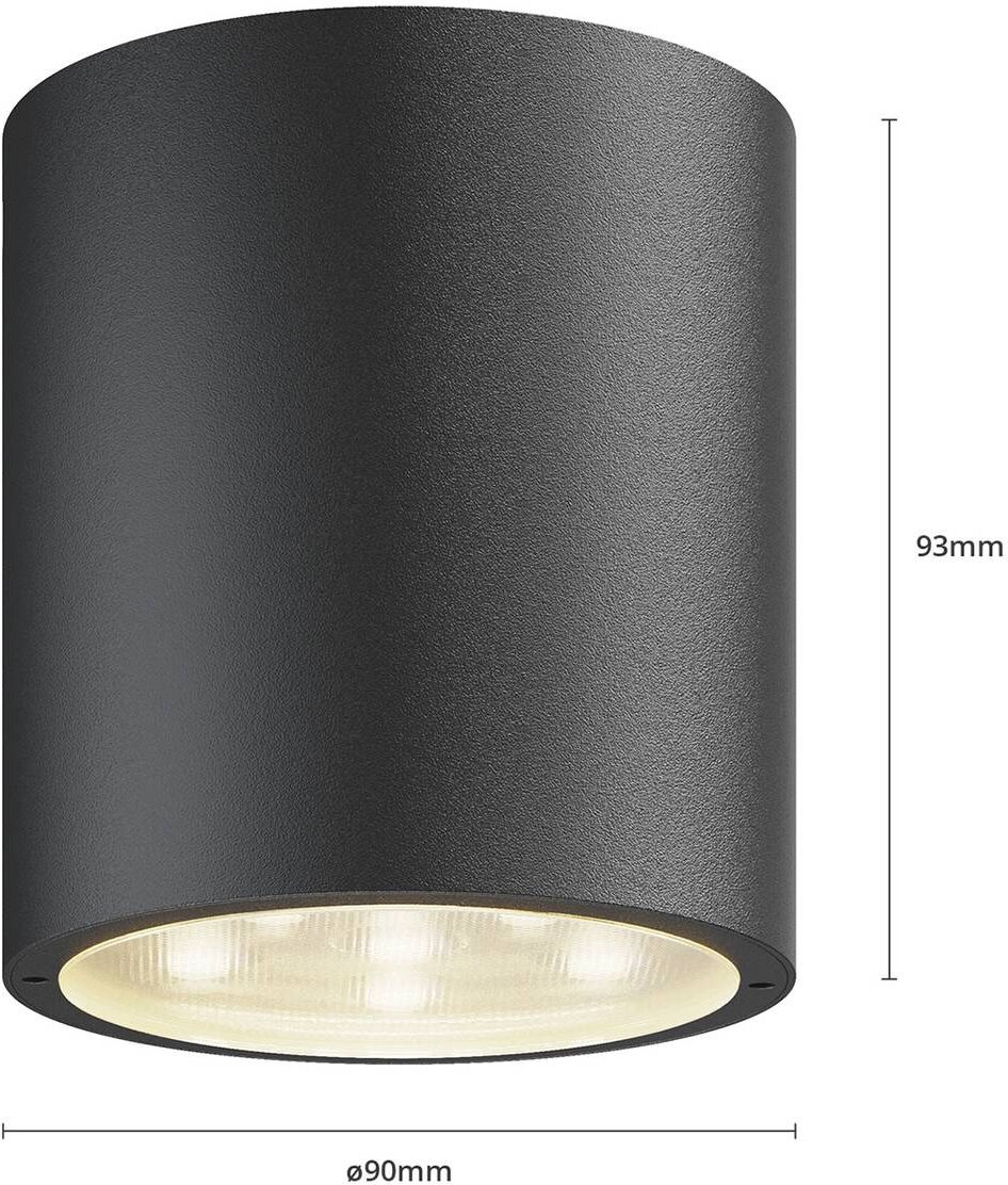 LED Außendeckenleuchte MERET Lucande, schwarz, Aluminium, Modern, LED Deckenleuchten