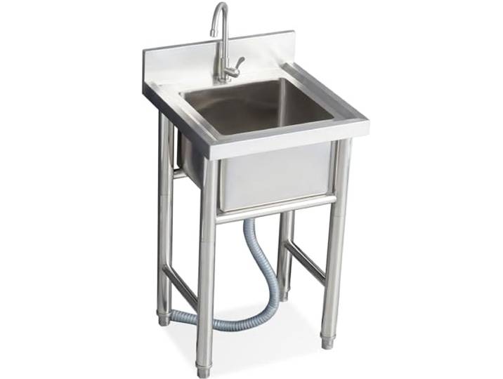 ZQFHSX Edelstahl-Spülbecken, 1-Becken-Arbeitstischspüle, gewerblich einsetzbar für Restaurant, Waschküche, Garten, handgefertigt, für den Innen- und Außenbereich