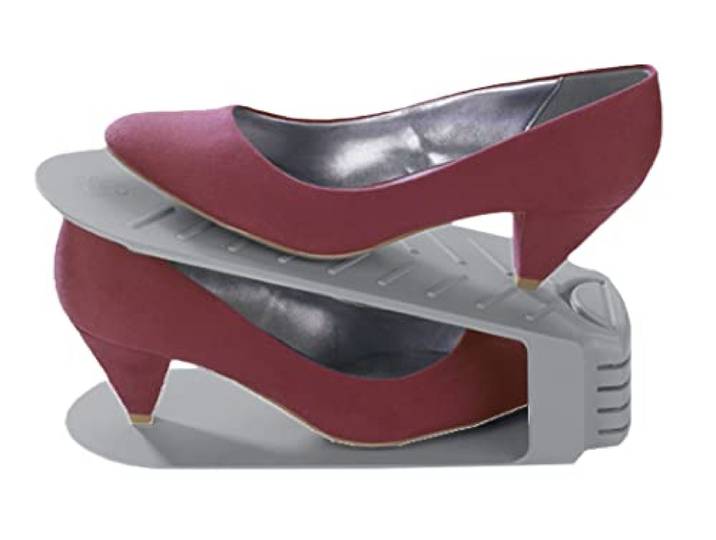 Maximex Schuhhalter 4er Set - 4er Set, Polystyrol, 10 x 12.8 x 26 cm, Grau