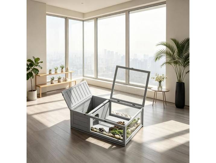 Enclos pour tortues terrestres - Intérieur et extérieur - Double espace de vie