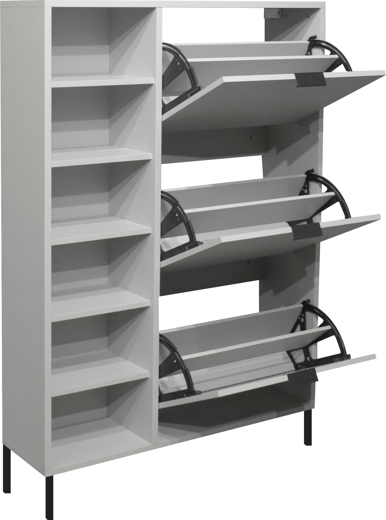 Schuhschrank MÄUSBACHER "Bonnie", grau (kreidegrau matt), B:95cm H:139cm T:25cm, Holzwerkstoff, Schränke, Schuhschrank, Schuhschrank mit Quadratgestell kreidegrau matt B/H/T: 95cm x 139cm x 25cm