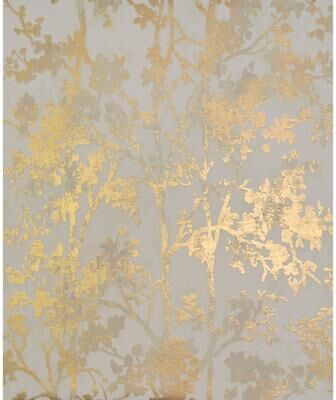 York Wallcoverings Shimmering Foliage Almond & Gold Wallpaper