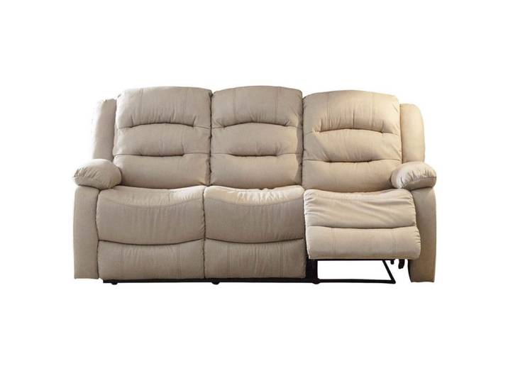 JANS - Canapé Relax Manuel 3 Places Tissu Beige