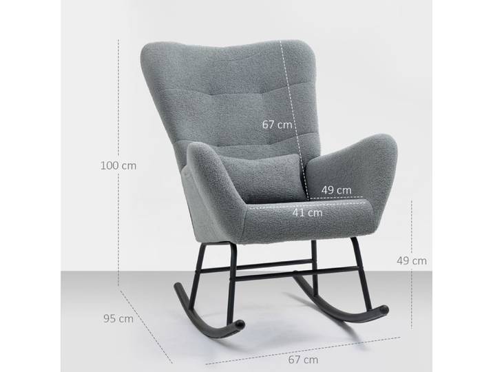 Fauteuil à bascule fauteuil à bascule avec aspect nounours accoudoirs fauteuil d'allaitement avec patins en bois coussin lombair