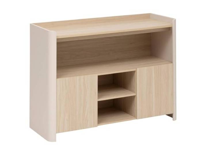 5five - 2-türiges sideboard roundy elfenbeinweiß und holz