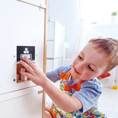 Hape White Gourmet Kitchen Wooden Fridge-Freezer Dollhouse Accessory