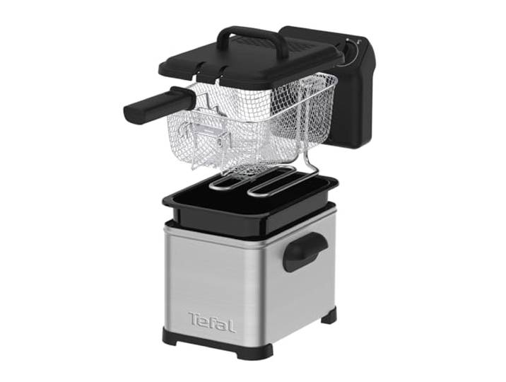 Tefal Family Pro Access 4,0L Fritteuse, 3000 Watt, semiprofessionell mit Öl, herausnehmbarer Ölbehälter, Kühlzonen-Technologie, leichte Reinigung, knusprige Pommes, Edelstahl, schwarz, FR5030