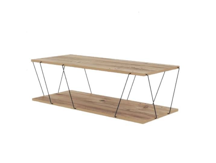 Table basse 2 niveaux design minimaliste marron