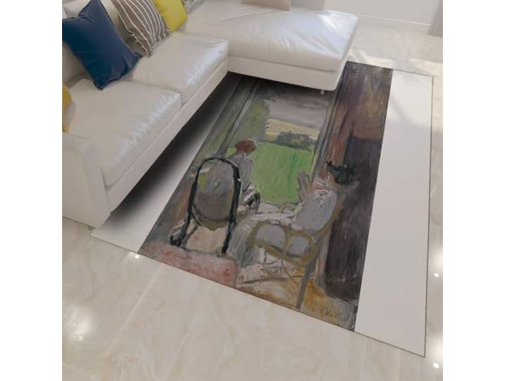HOBBOY Natuurlijk landschap tapijt 60 x 100 cm voor woonkamer slaapkamer beroemde schilderij prints lezen vrouw patroon laagpolig tapijt huisdecoratie