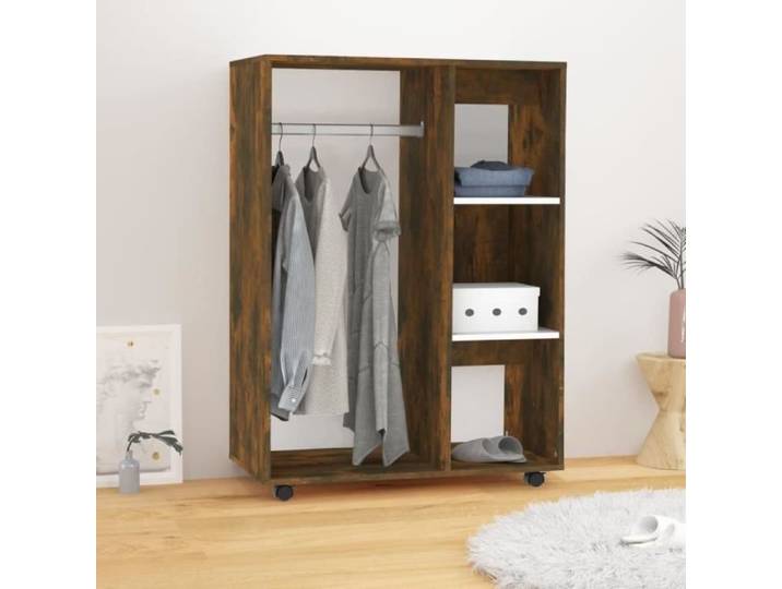 Garde-robe - VIDAXL - Chêne fumé - 80x40x110 cm - Bois d'ingénierie - 2 portes