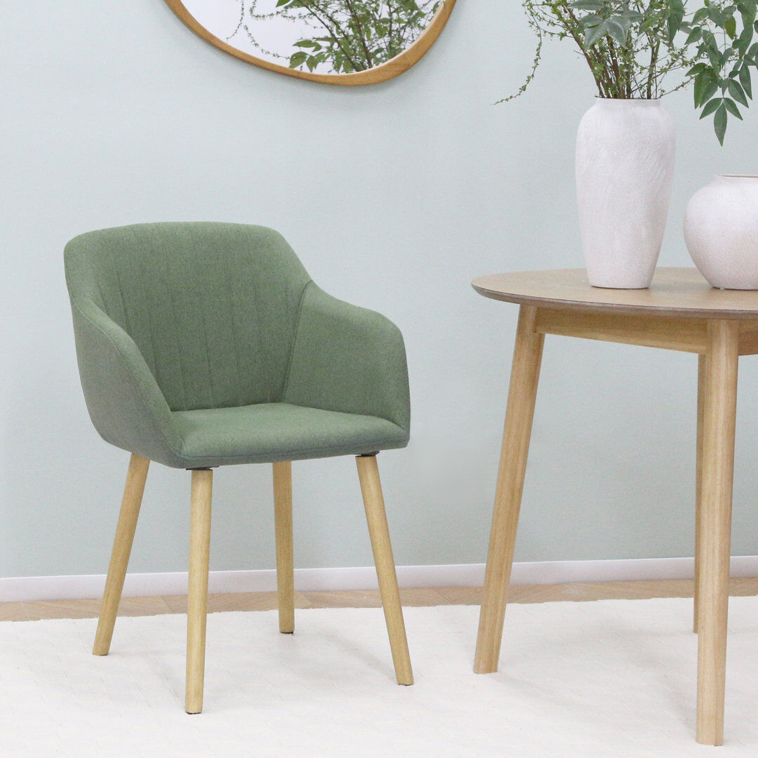 Marlow Home Co. Upholstered Linen Armchair Green 82cm H X 58.5cm W X 59cm D
