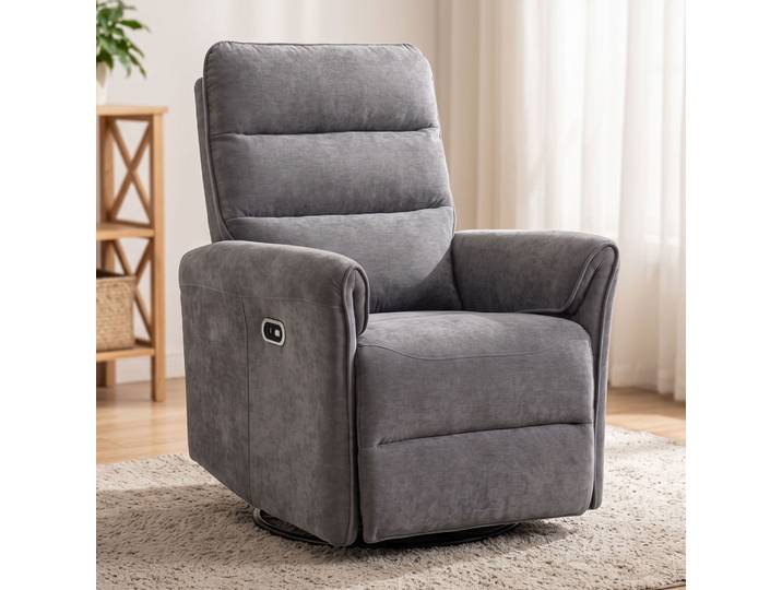 HOMCOM Fauteuil Relax Pivotant Reclinable Gris Chenille 155°