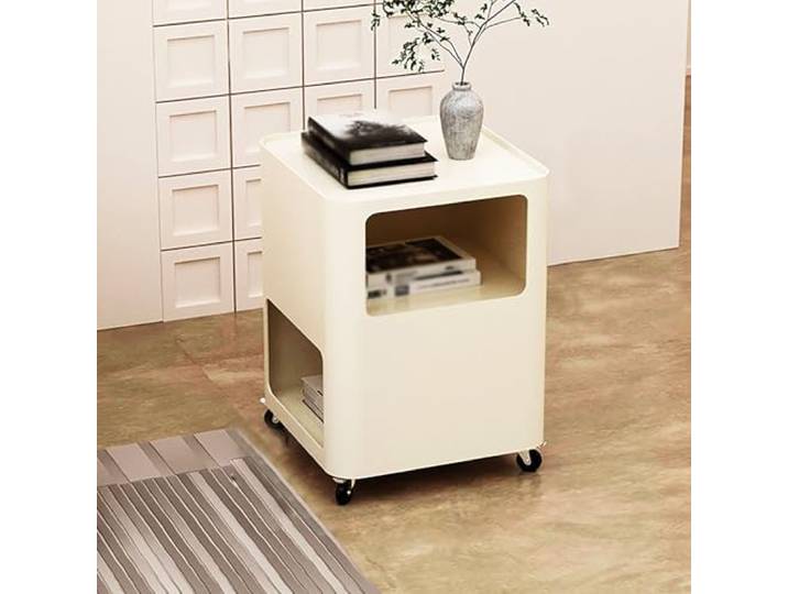 Nachttisch, Nachttisch, moderner mit Stauraum, rollende Nachttische(White)