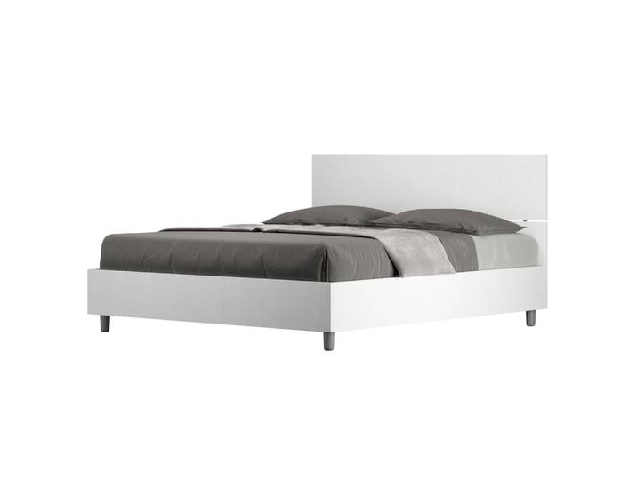 Lit coffre 160x190 tête de lit droite effet bois frêne blanc