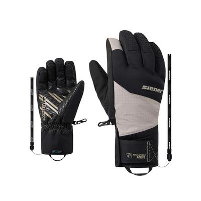 Skihandschuhe ZIENER "GASTIUS-Z AQUASHIELD lavalan", Herren, Gr. 8,5, grau (sandstone), Materialmix, Handschuhe, wasserdicht, winddicht, atmungsaktiv, Wollwattierung
