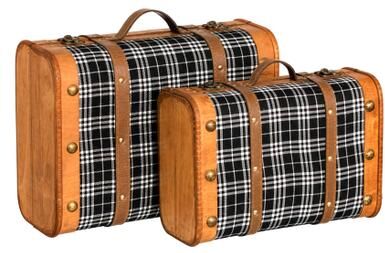Vintiquewise Vintage Wooden Decorative Suitcases 2-Piece Storage Set