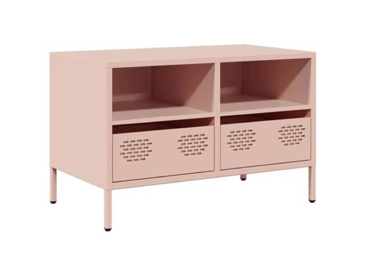 Kaorsrow TV-Schrank Rosa 68x39x43,5 cm Lowboard Metall mit 2 Schubladen Industrie Fernseh-Möbel aus Stahl fürs Wohnzimmer. Verstellbare Stellfüße bieten optimalen Ausgleich bei unebenen Böden.