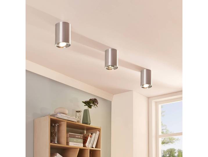 Deckenlampe Jolina Arcchio, dimmbar, alu / grau / zink, für Flurbereich, Aluminium, Modern, Deckenlampe