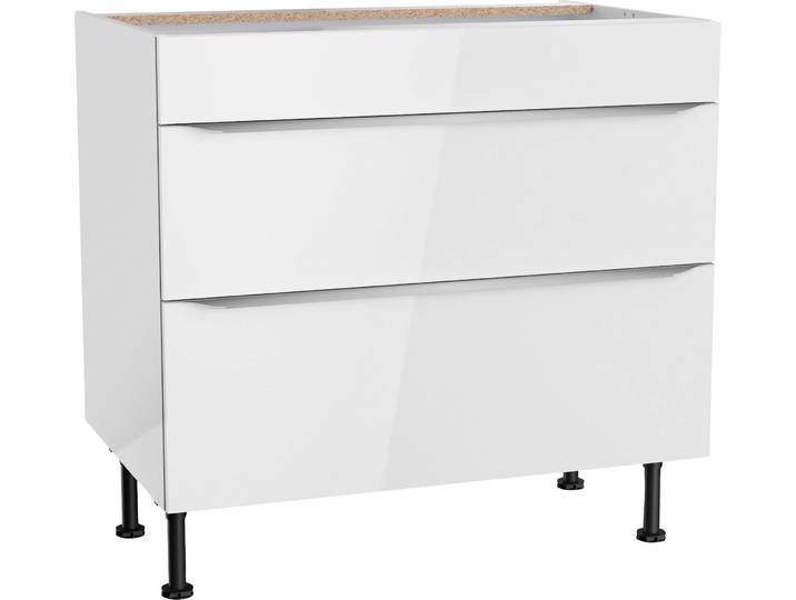 Kochfeldumbauschrank KOCHSTATION KS-Aken , weiss (weiß hochglanz, weiß), B:90cm H:87cm T:58,4cm, Schränke, Kochfeldumbauschrank