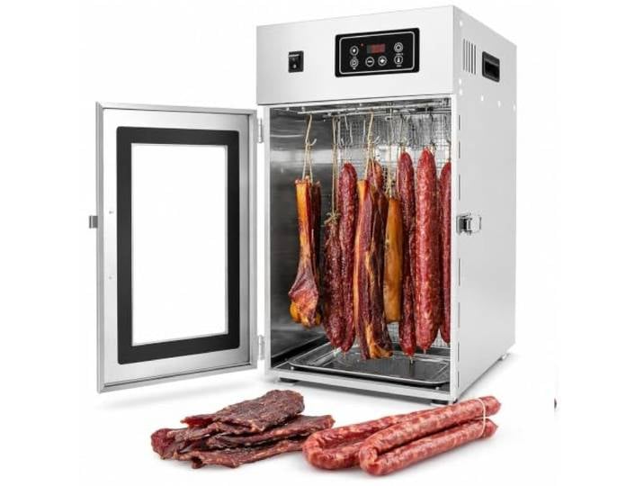 Soflightmok Fleisch Dörrgerät 800 W aus Edelstahl für Jerky und Biltong 14 Hängehaken und rückseitige Luftzirkulation unterstützen größere Chargen mit weniger Umräumen
