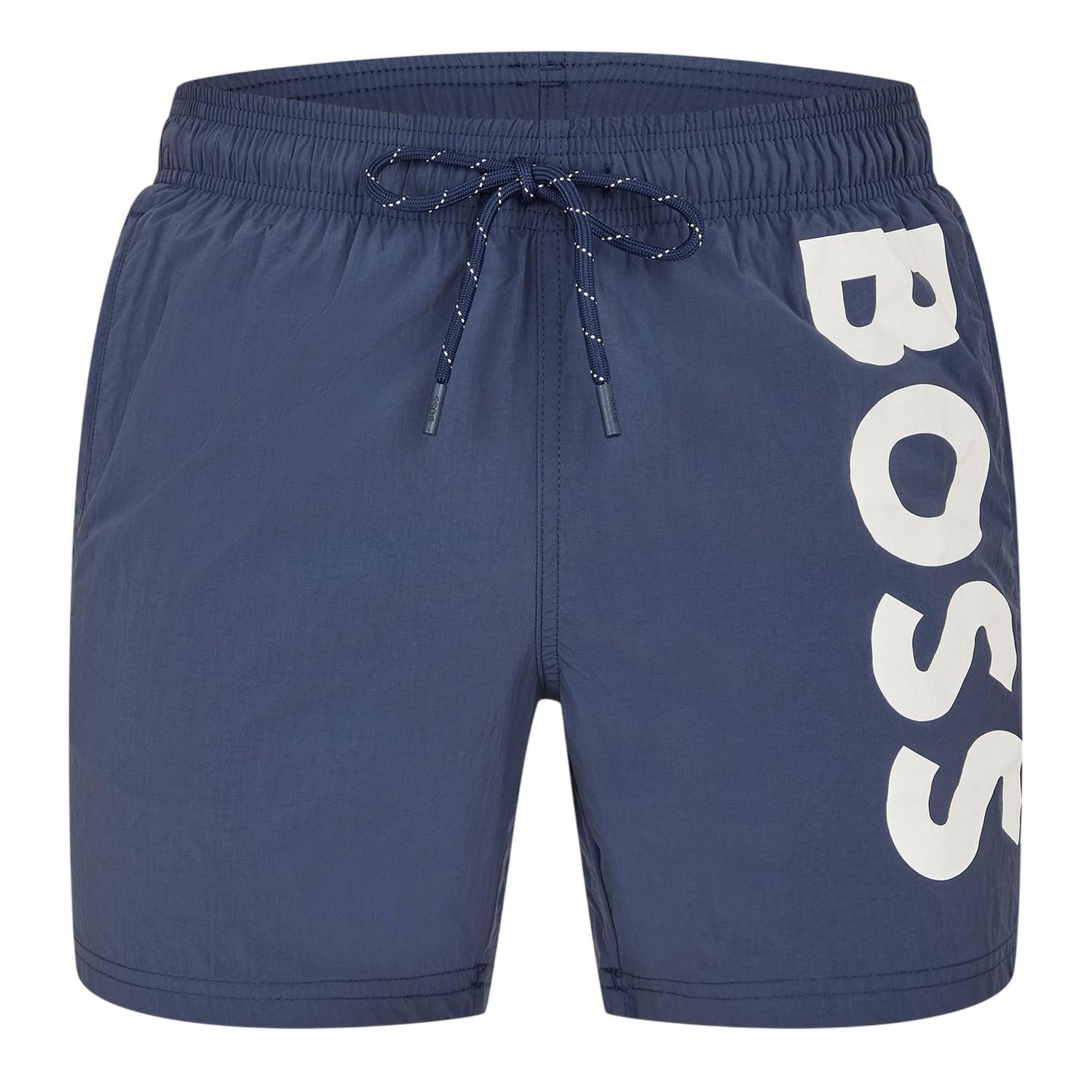 Boss Heren Octopus Bold Logo Zwemshorts (Marineblauw)
