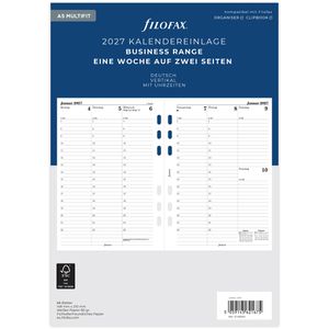 Filofax Kalendereinlagen 27-68540, Business Range, Jahr 2027, 1 Woche auf 2 Seiten, A5