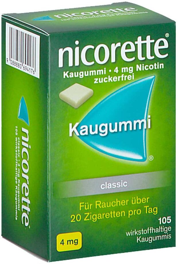 Nicorette Kaugummi Classic 4 mg Nicotin 105stk