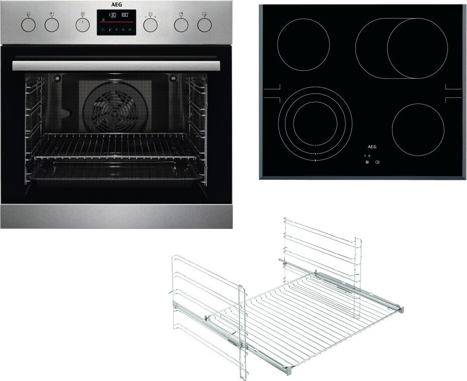 AEG EPS335061M + HE604070FB + TR1LV, Keramik, 4 Zone(n), Glas, Schwarz, Berührung, 62 cm