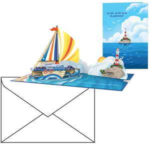 papercrush Abschiedskarte Ruhestand - Auf zu neuen Abenteuern, Pop-Up-Karte mit Umschlag, 12 x 17,5 cm