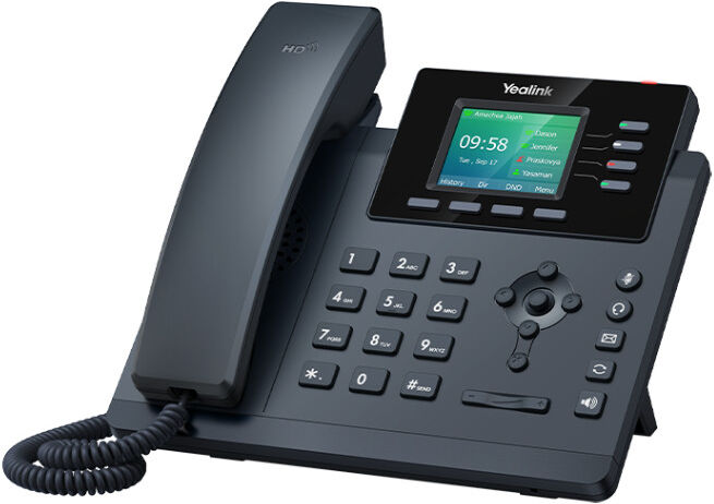 Yealink SIP T34W Téléphone IP Wifi Téléphone IP professionnel 4 lignes avec écran couleur 2,4’’, Wifi bi-bande intégré, audio HD et double port