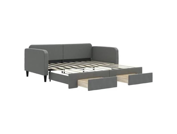 PUGYNBK Bettsofa, 90 x 190 cm, Dunkelgrau 2 in 1, Schubladen mit Rollen, Gestell aus Holz und Metall, ohne Matratze