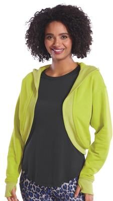 Masseys VEVO ACTIVE Hooded Thumbhole Shrug (Size 2X) Sulphur, Cotton,Polyester,Spandex