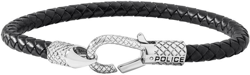 Police Schwarzes Lederarmband Niland für Herren schwarz