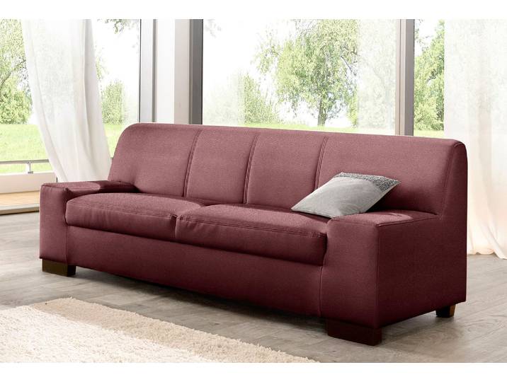 3-Sitzer DOMO COLLECTION Norma zeitlos, kubisch und elegant, komfortabel, flache Armlehnen , rot (kaminrot), B:212cm H:74cm T:85cm, Sofas, 3-Sitzer