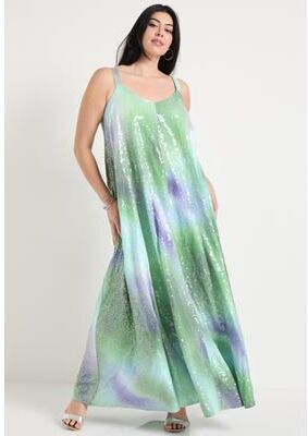 Plus Size Women's Sequin Swing Maxi Dress by June & Vie in Cool Multi Mist (Size 22/24)