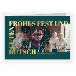 Weihnachtskarte: Typo Rahmen mit Foto in Grün