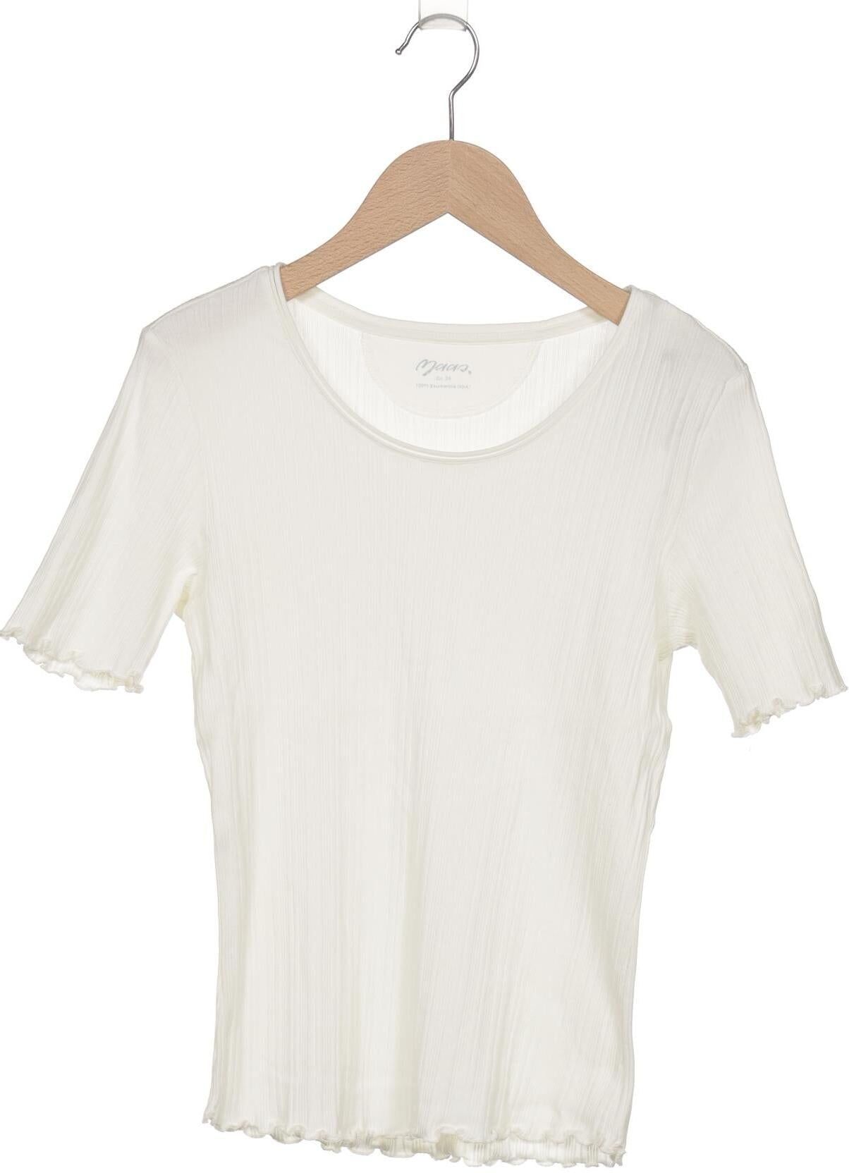 Maas Damen T-Shirt, Weiß, Gr. EU 34, Baumwolle - Second Hand