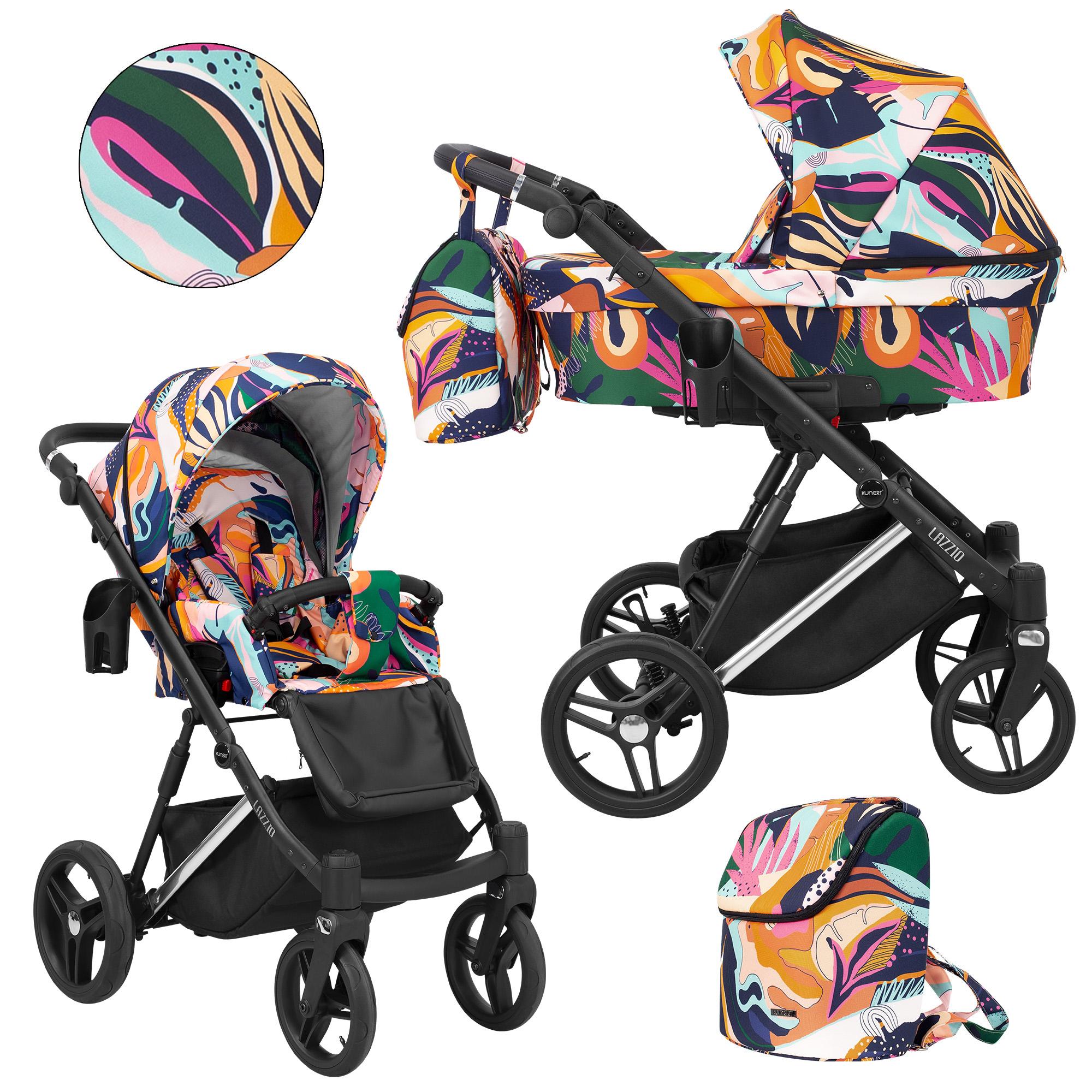 Kunert Lazzio Premium 2-in-1 Kinderwagen - Silberner Rahmen - Mehrfarbig